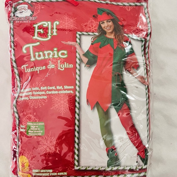 Christmas Rubie's Jolly Elf tunic women’s Costume set one size - Picture 2 of 3